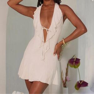 Oh Polly - Elegant Cream Ruffle Dress